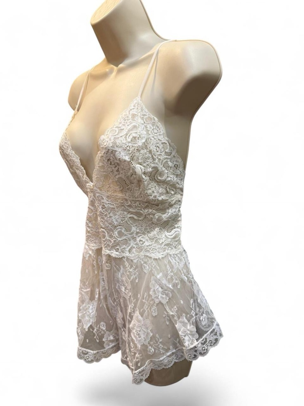 Hanky Panky Ivory Lace Romper Teddy Bridal Lingerie Size Large